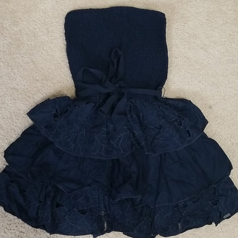 Womens Dress Strapless Navy Blue Hollister